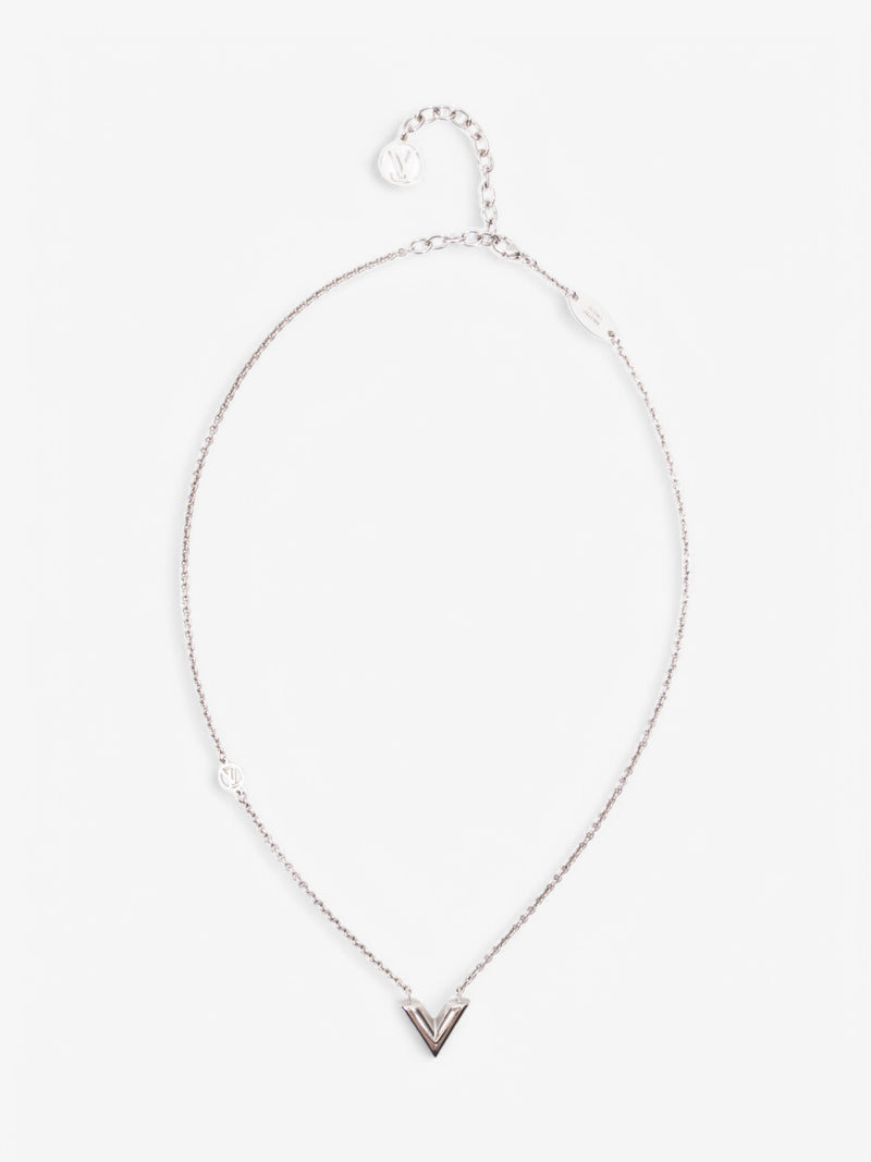  Louis Vuitton Essential V Necklace Silver Gold Plated 45cm