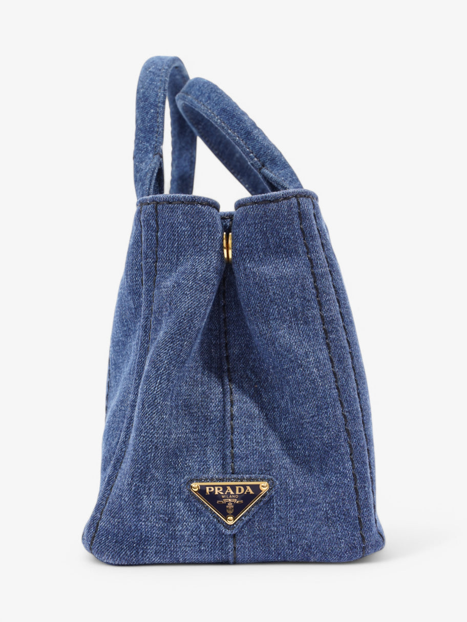 Prada Canapa Tote Blue Denim Image 5