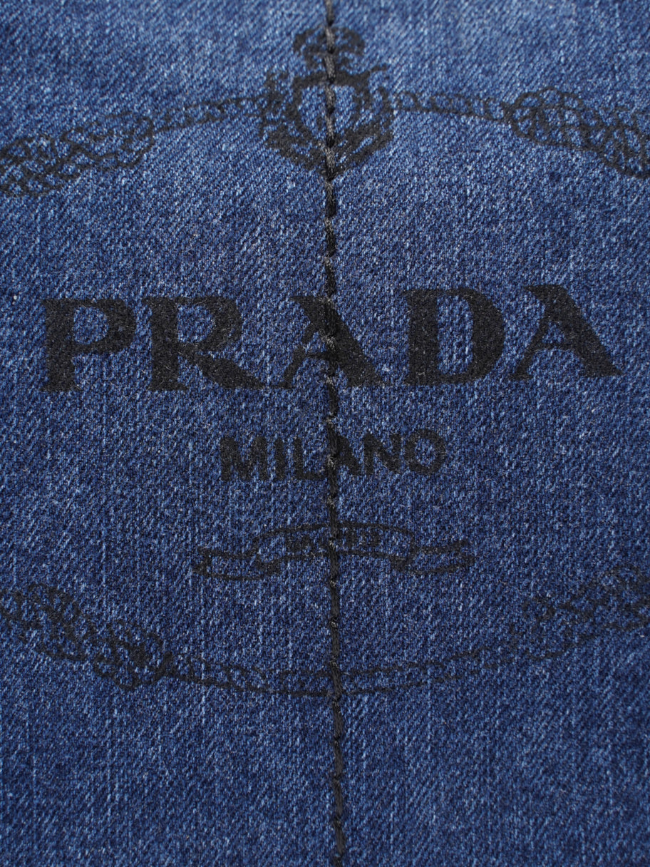 Prada Canapa Tote Blue Denim Image 7