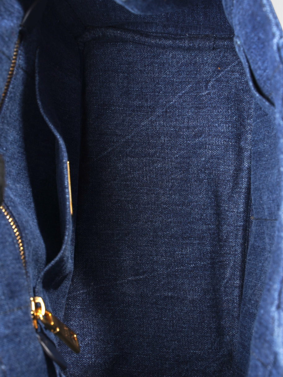 Prada Canapa Tote Blue Denim Image 8