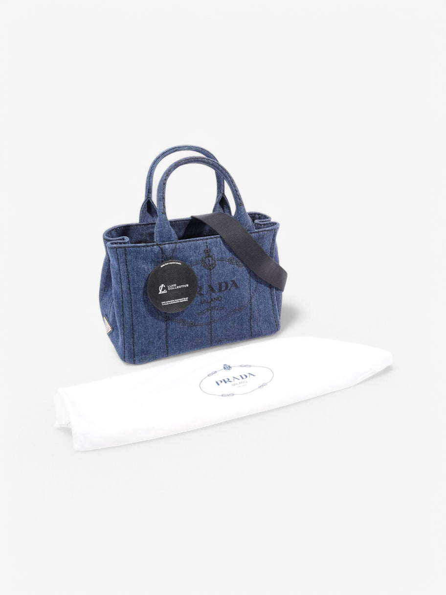 Prada Canapa Tote Blue Denim Image 9
