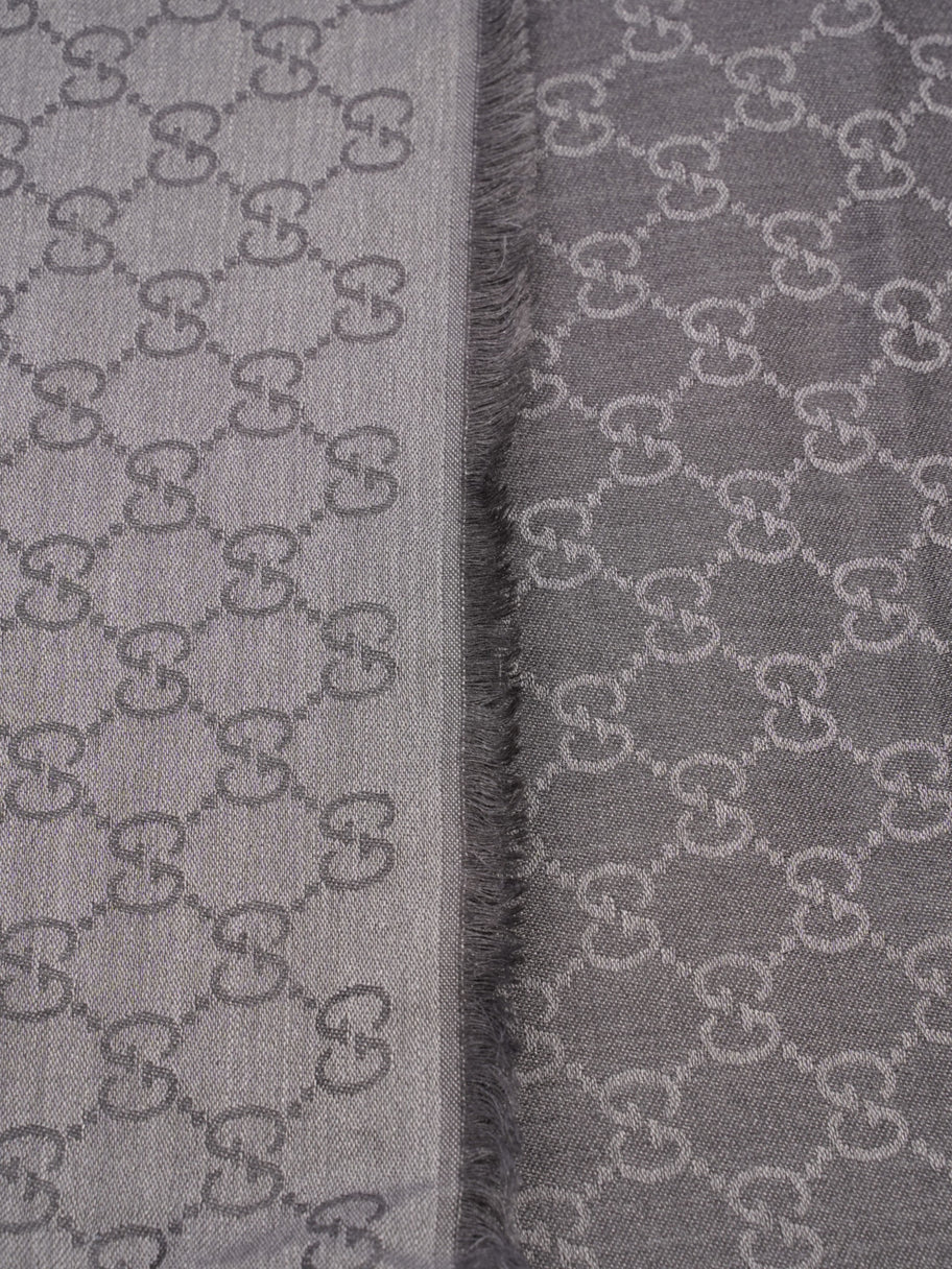 Gucci GG Logo Scarf Grey Wool 70 x 195cm Image 4