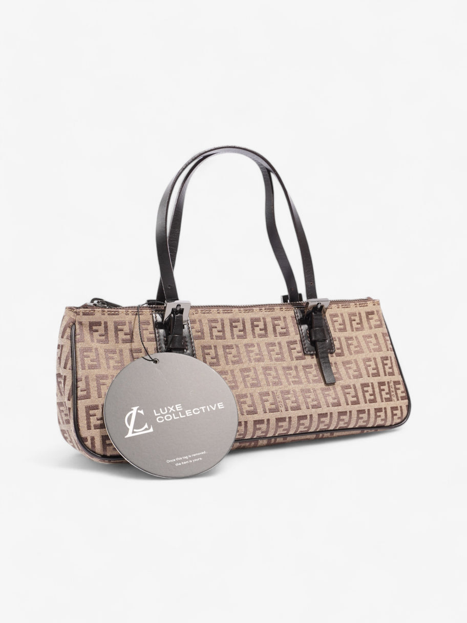 Fendi Zucchino Mini East West Beige / Brown Canvas Small Image 8