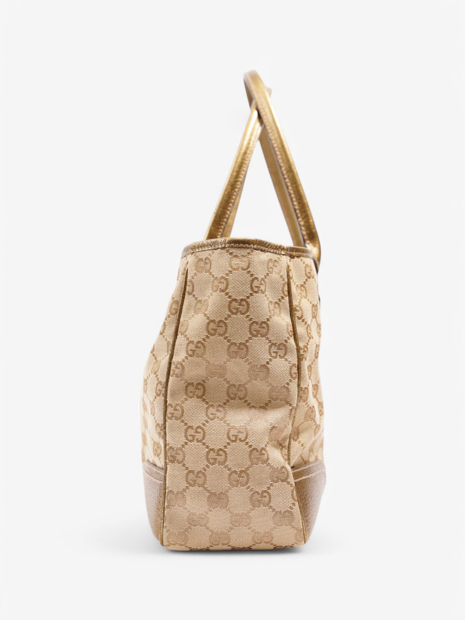 Gucci GG Canvas Princey Tote Beige  / Gold Calfskin Leather Image 3