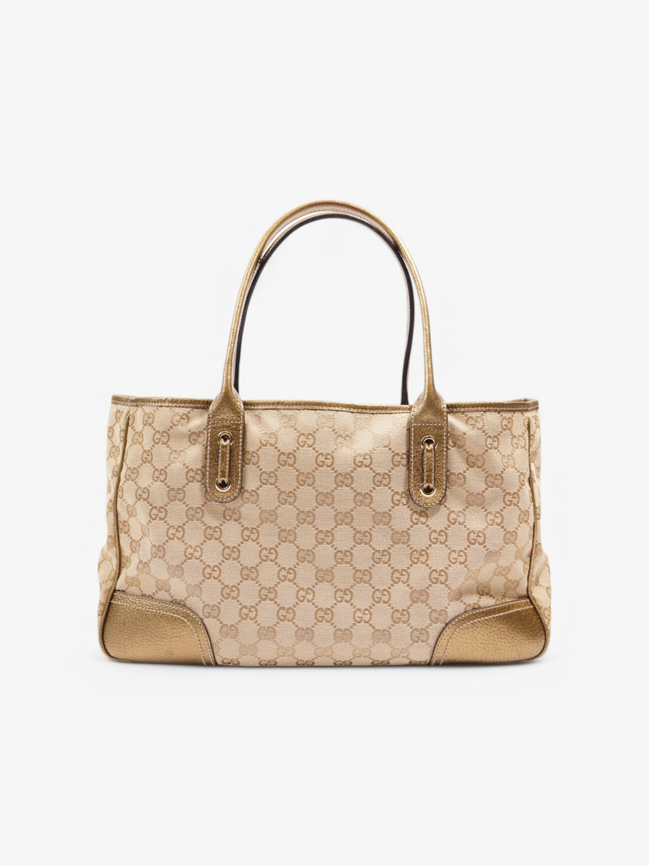 Gucci GG Canvas Princey Tote Beige  / Gold Calfskin Leather Image 4