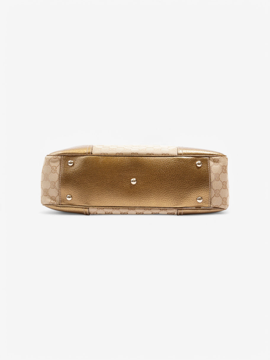 Gucci GG Canvas Princey Tote Beige  / Gold Calfskin Leather Image 6