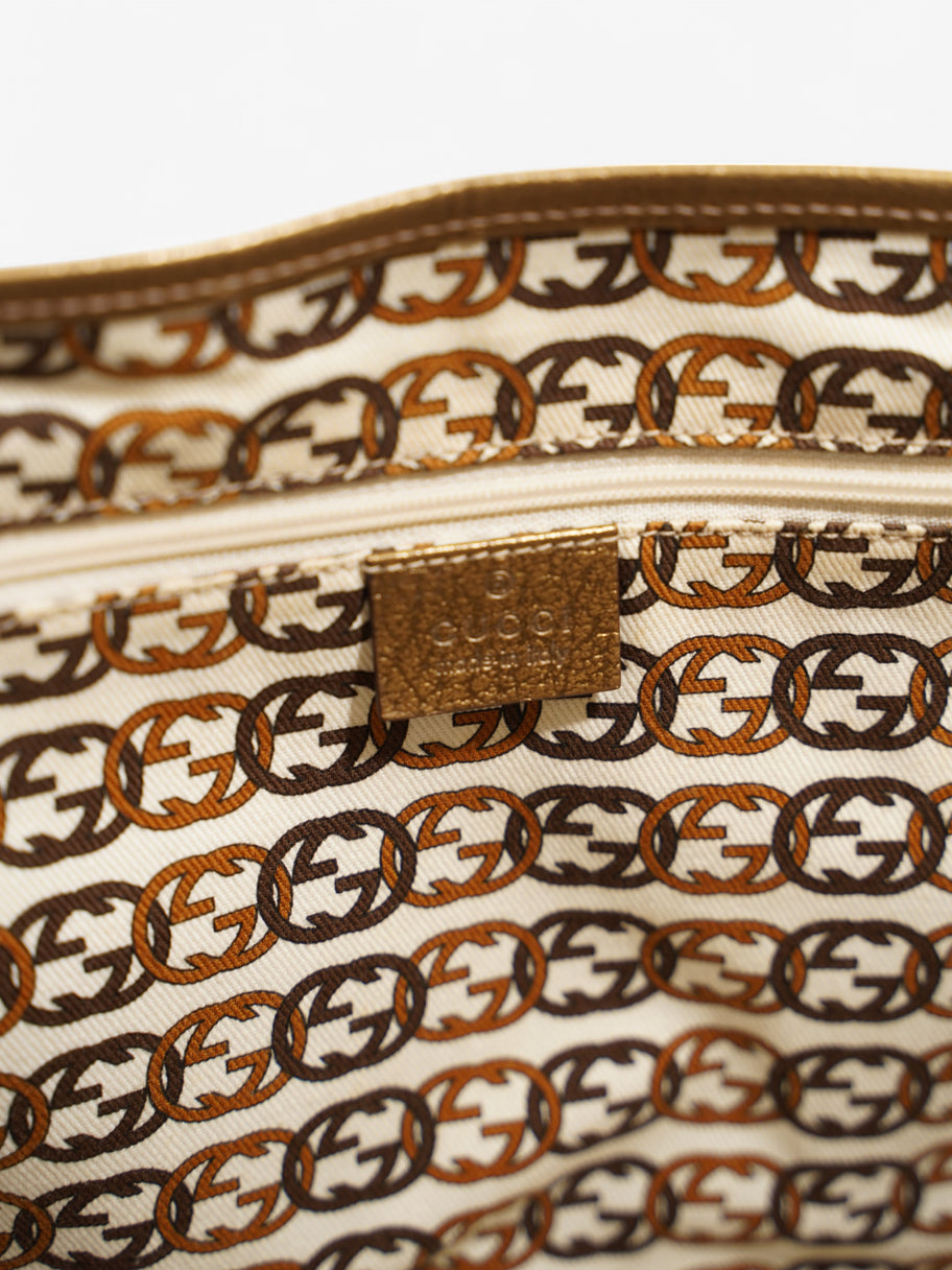 Gucci GG Canvas Princey Tote Beige  / Gold Calfskin Leather Image 8