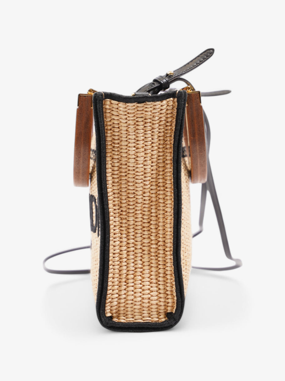 Fendi Sunshine Shopper Raffia 2Way Beige  / Black Canvas Small Image 3