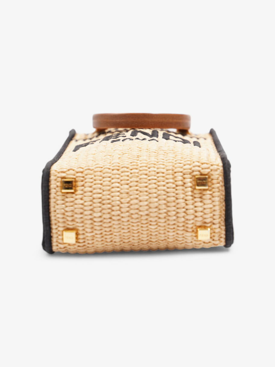 Fendi Sunshine Shopper Raffia 2Way Beige  / Black Canvas Small Image 6
