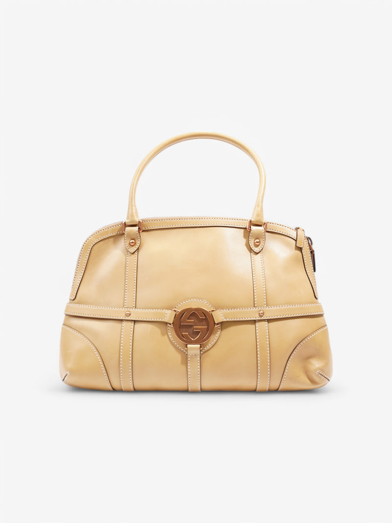  Gucci Interlocking Leather Shoulder Bag Beige  Calfskin Leather