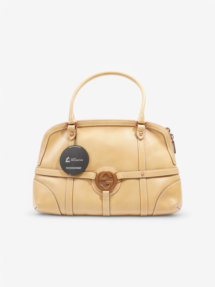 Gucci Interlocking Leather Shoulder Bag Beige  Calfskin Leather Image 10