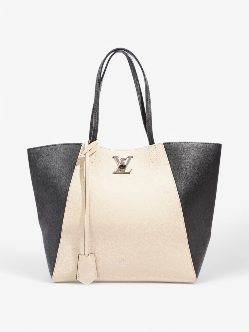  Louis Vuitton Lock Me Tote Beige / Black Calfskin Leather