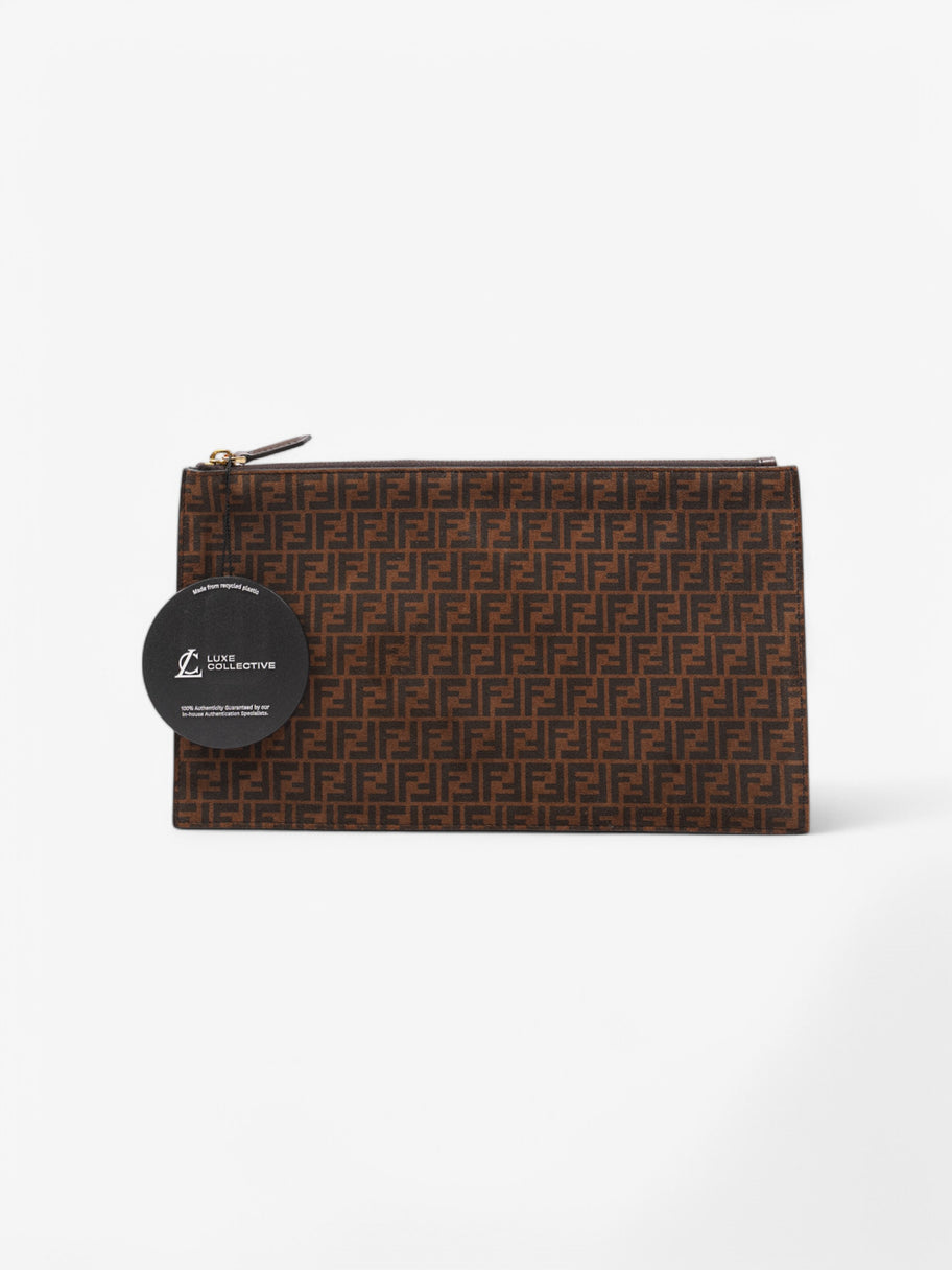 Fendi Zucca Clutch Black / Brown Calfskin Leather Image 5