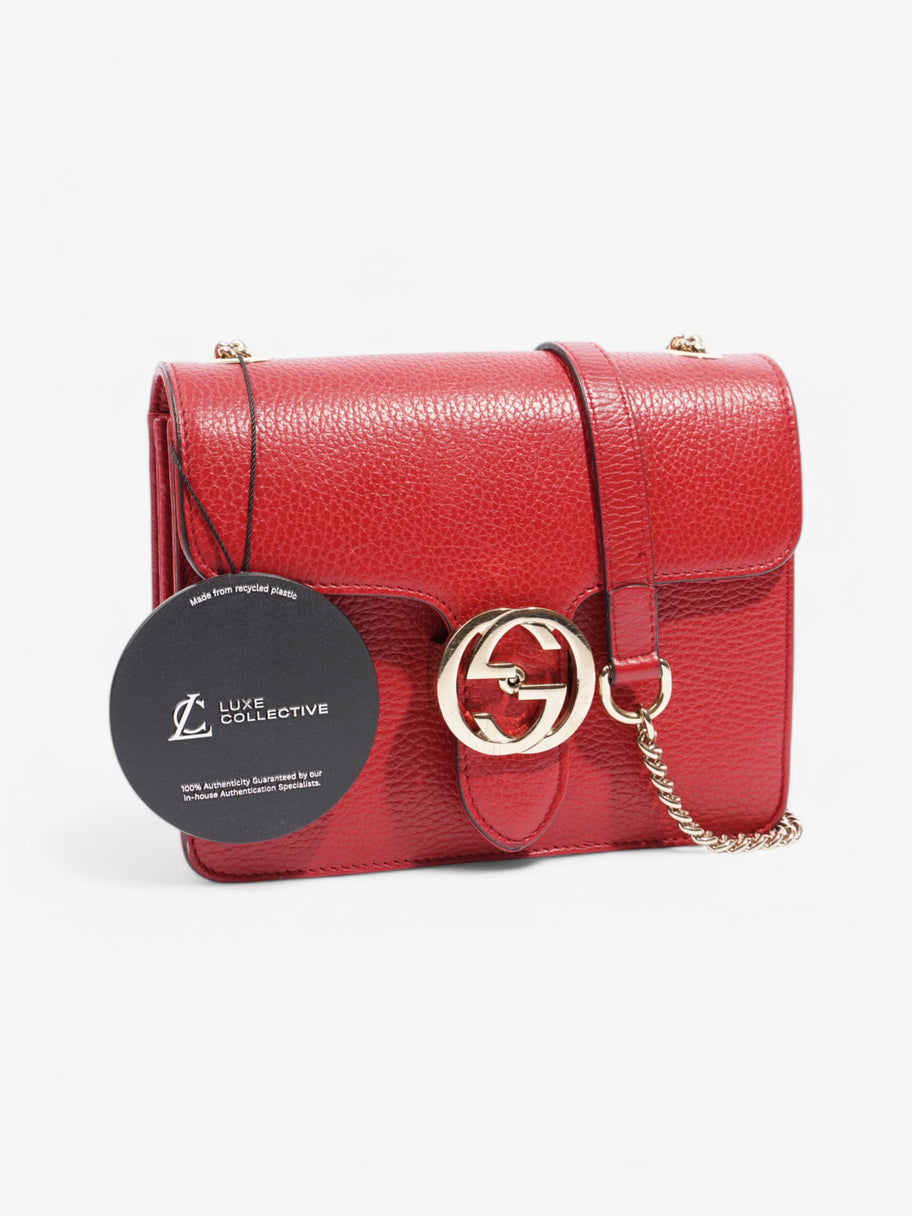 Gucci Interlocking Chain Shoulder Red Calfskin Leather Image 20
