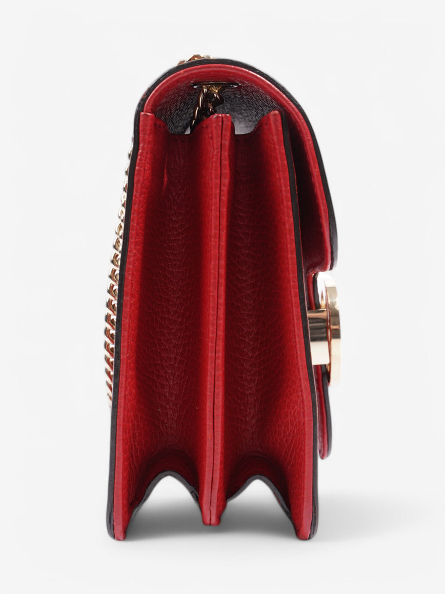 Gucci Interlocking Chain Shoulder Red Calfskin Leather Image 15