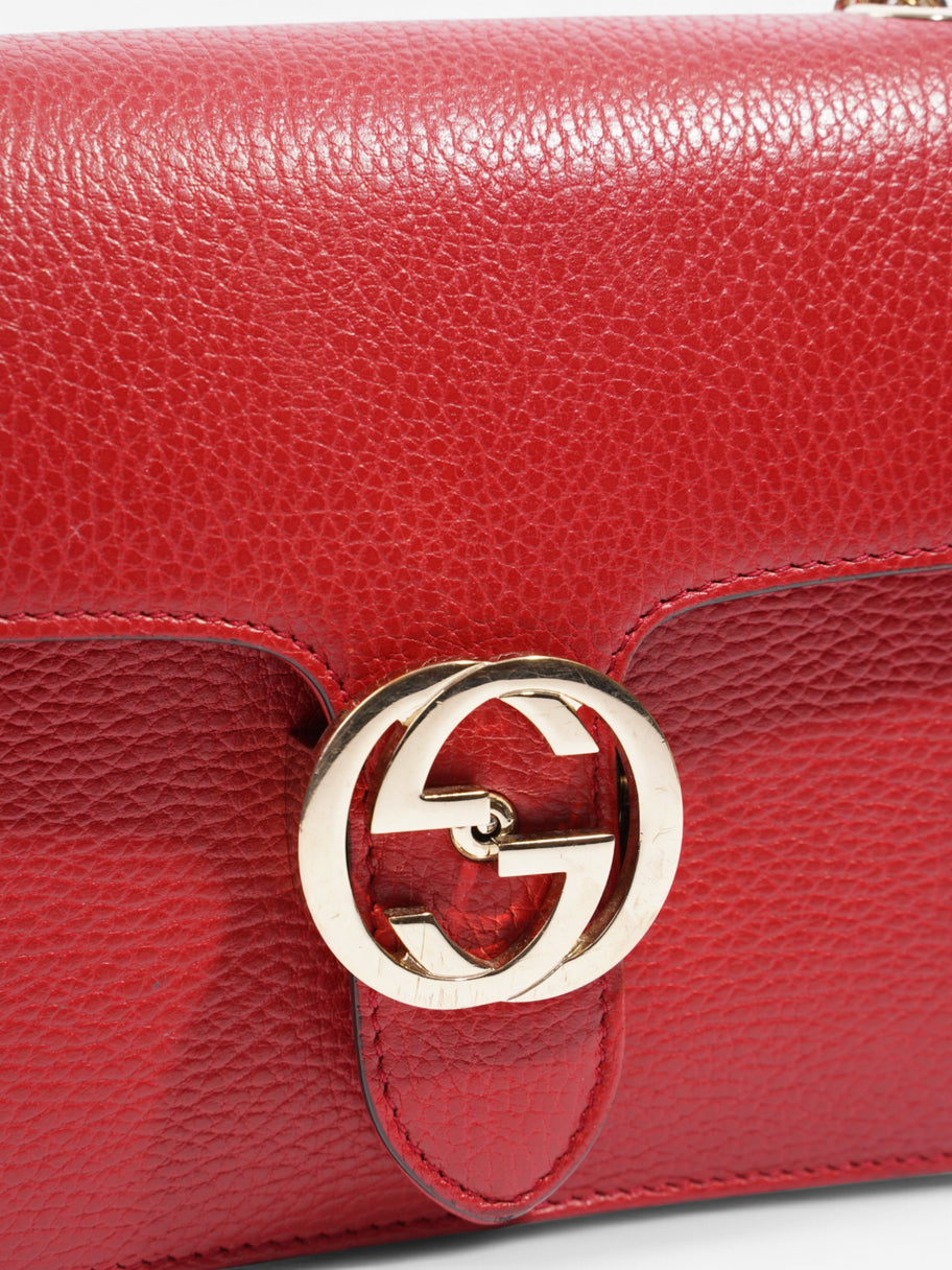 Gucci Interlocking Chain Shoulder Red Calfskin Leather Image 17