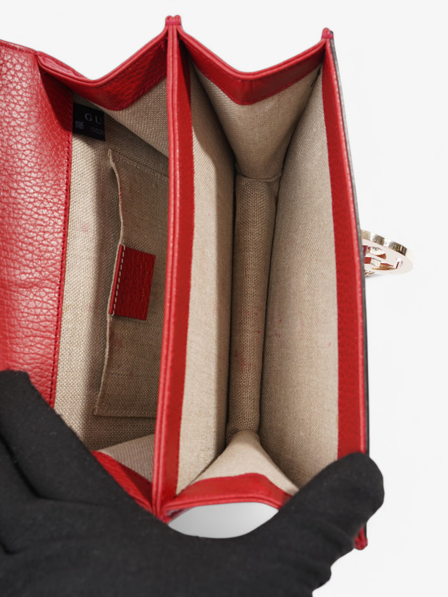 Gucci Interlocking Chain Shoulder Red Calfskin Leather Image 9