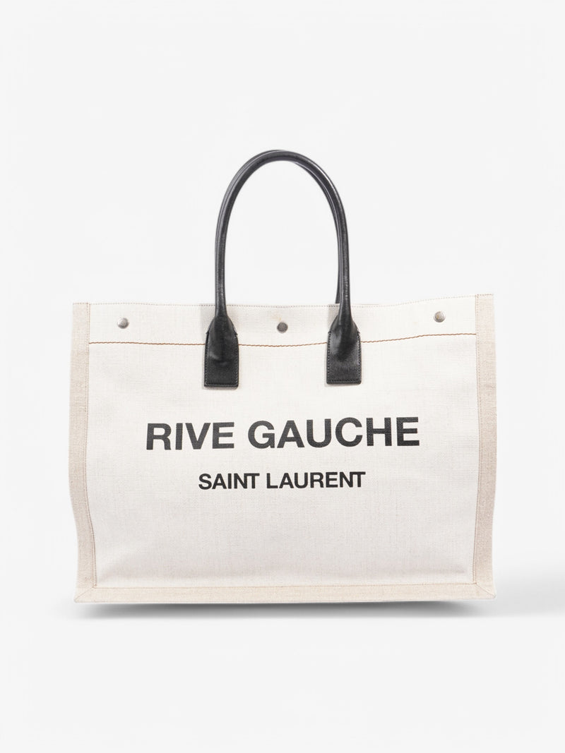  Saint Laurent Rive Gauche Canvas Tote White Canvas Large