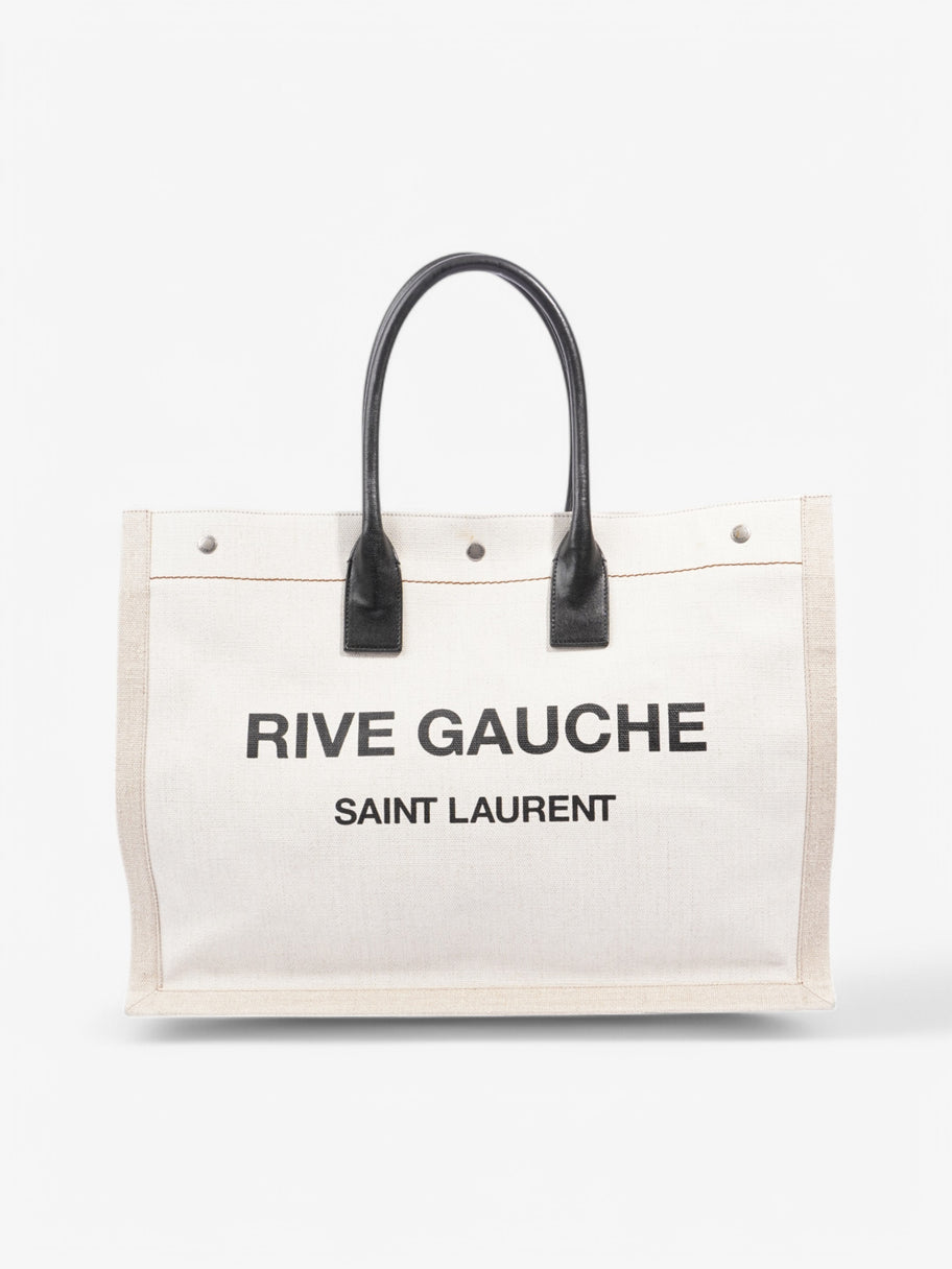 Saint Laurent Rive Gauche Canvas Tote White Canvas Large Image 1
