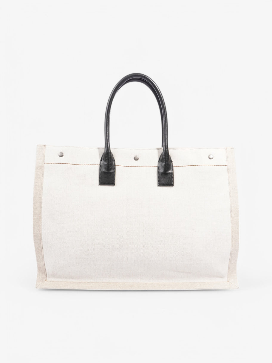 Saint Laurent Rive Gauche Canvas Tote White Canvas Large Image 4