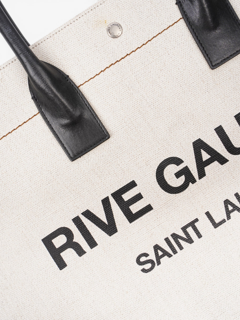 Saint Laurent Rive Gauche Canvas Tote White Canvas Large Image 7