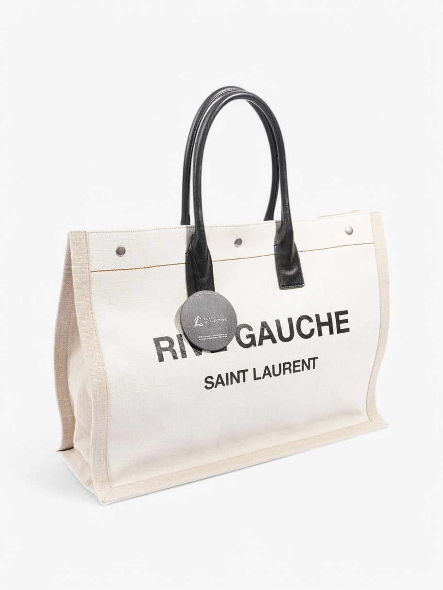 Saint Laurent Rive Gauche Canvas Tote White Canvas Large Image 9