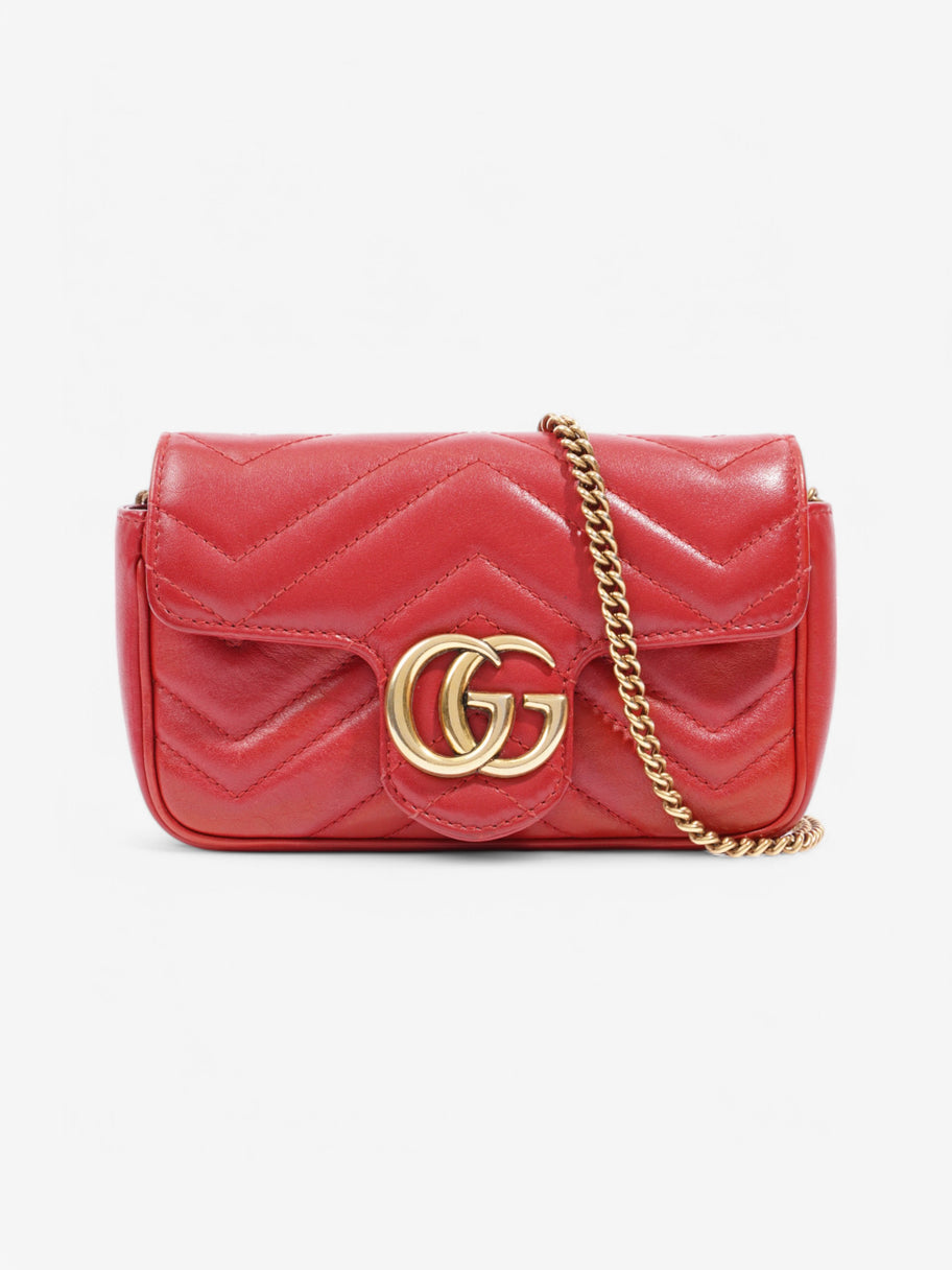 Gucci Marmont Mini Chain Shoulder Red Calf Leather Image 1