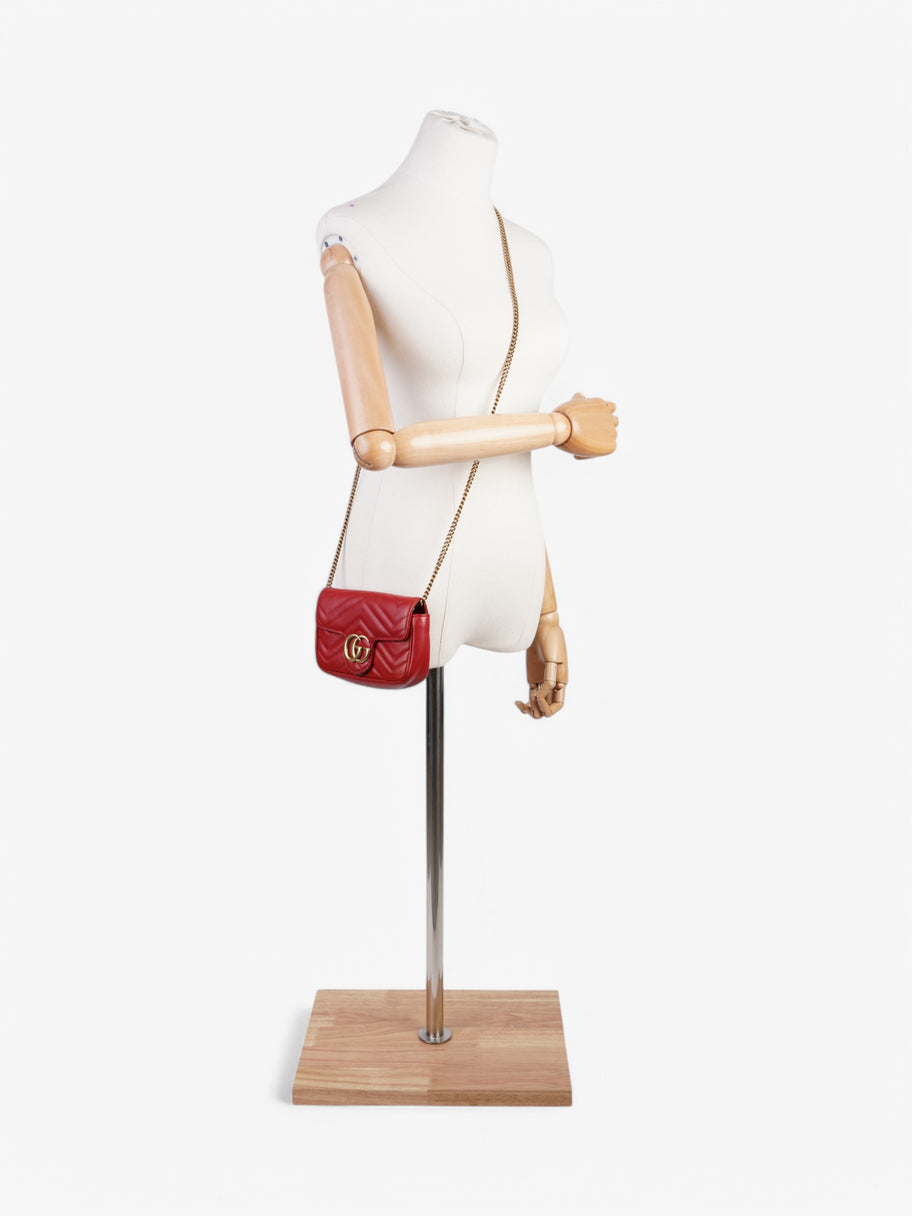 Gucci Marmont Mini Chain Shoulder Red Calf Leather Image 2
