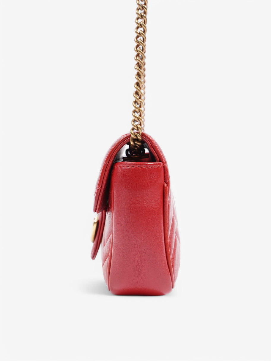 Gucci Marmont Mini Chain Shoulder Red Calf Leather Image 3