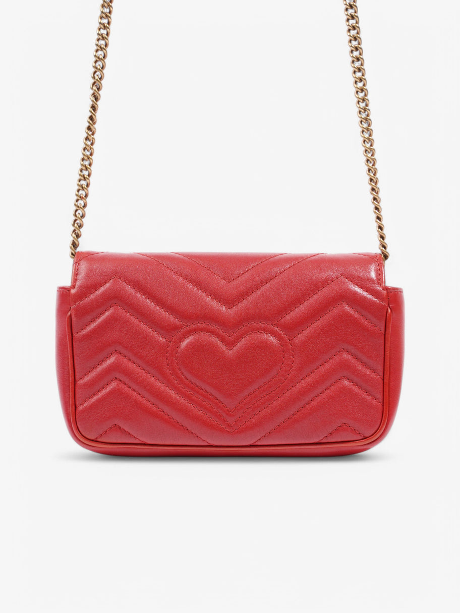 Gucci Marmont Mini Chain Shoulder Red Calf Leather Image 4