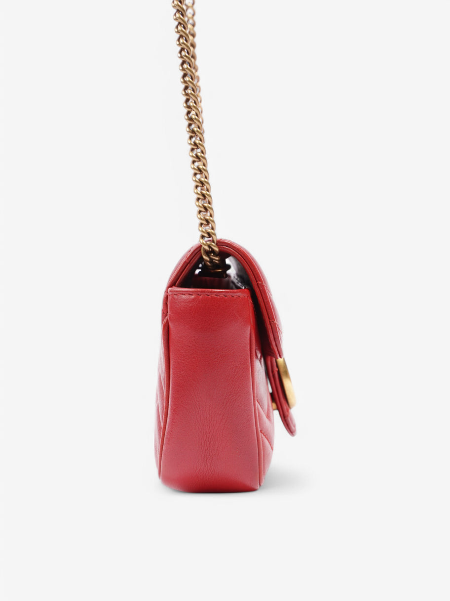 Gucci Marmont Mini Chain Shoulder Red Calf Leather Image 5
