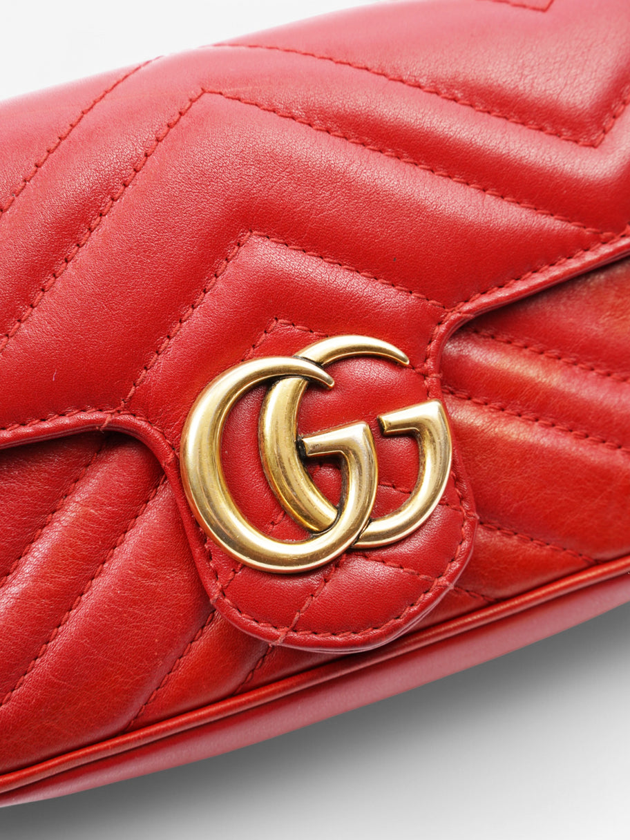 Gucci Marmont Mini Chain Shoulder Red Calf Leather Image 7