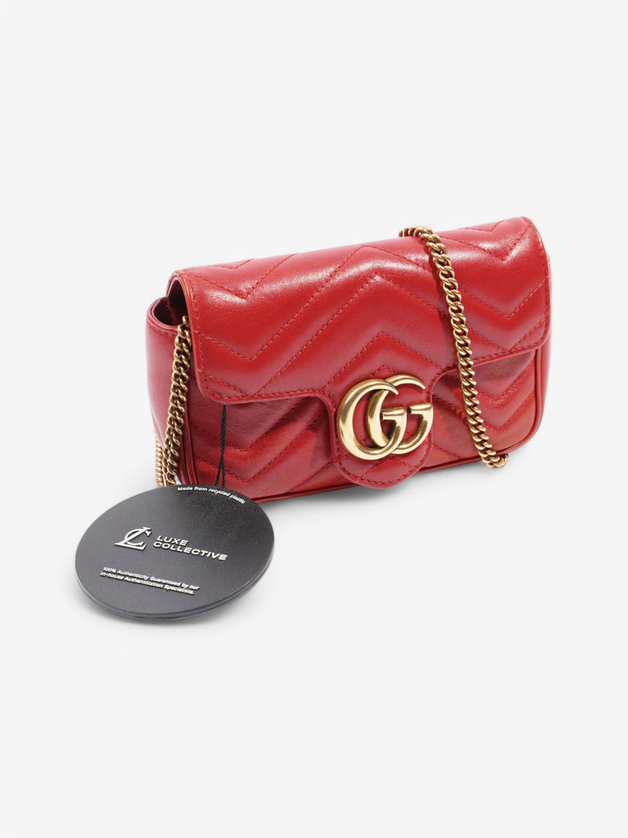 Gucci Marmont Mini Chain Shoulder Red Calf Leather Image 9