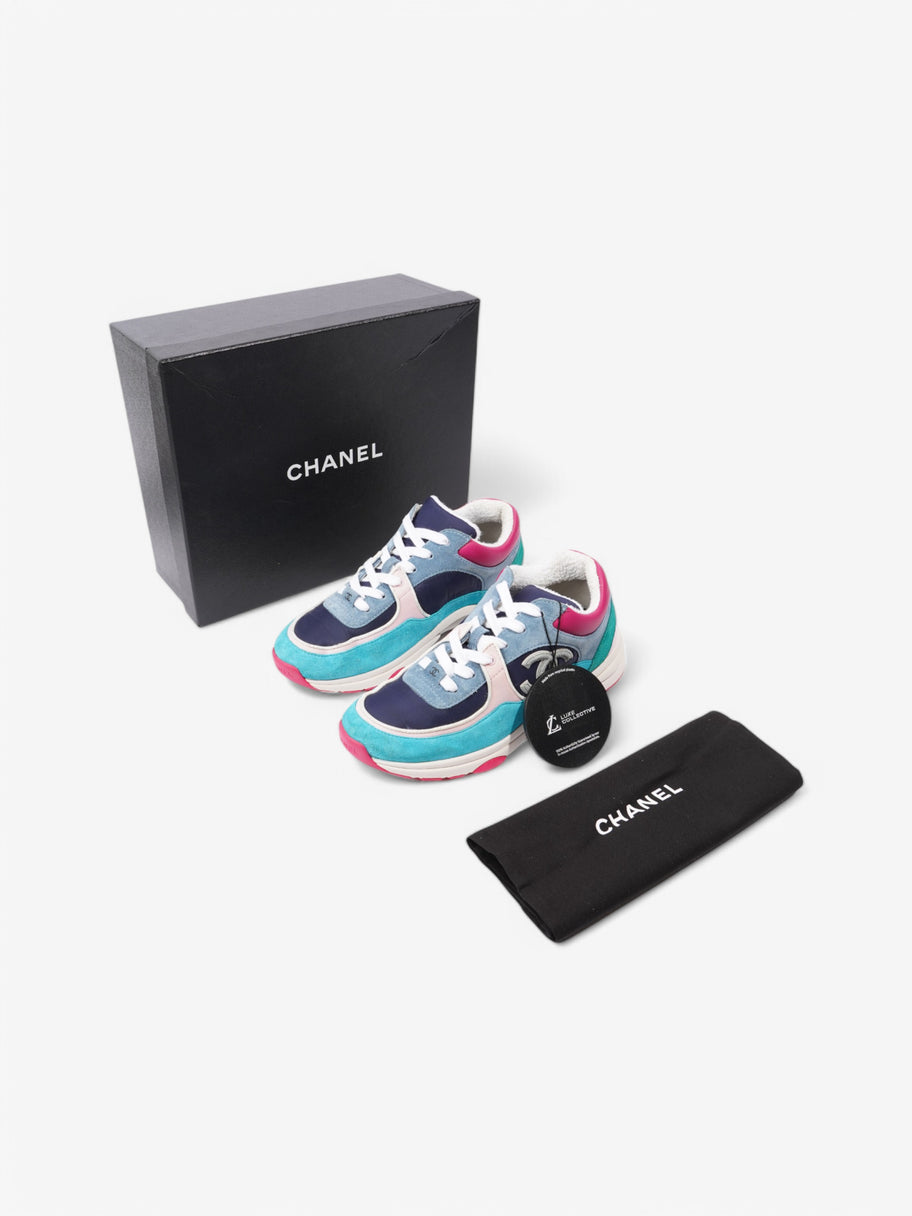 Chanel CC Logo Sneaker Turquoise  / Navy / Pink Suede EU 39 UK 6 Image 10