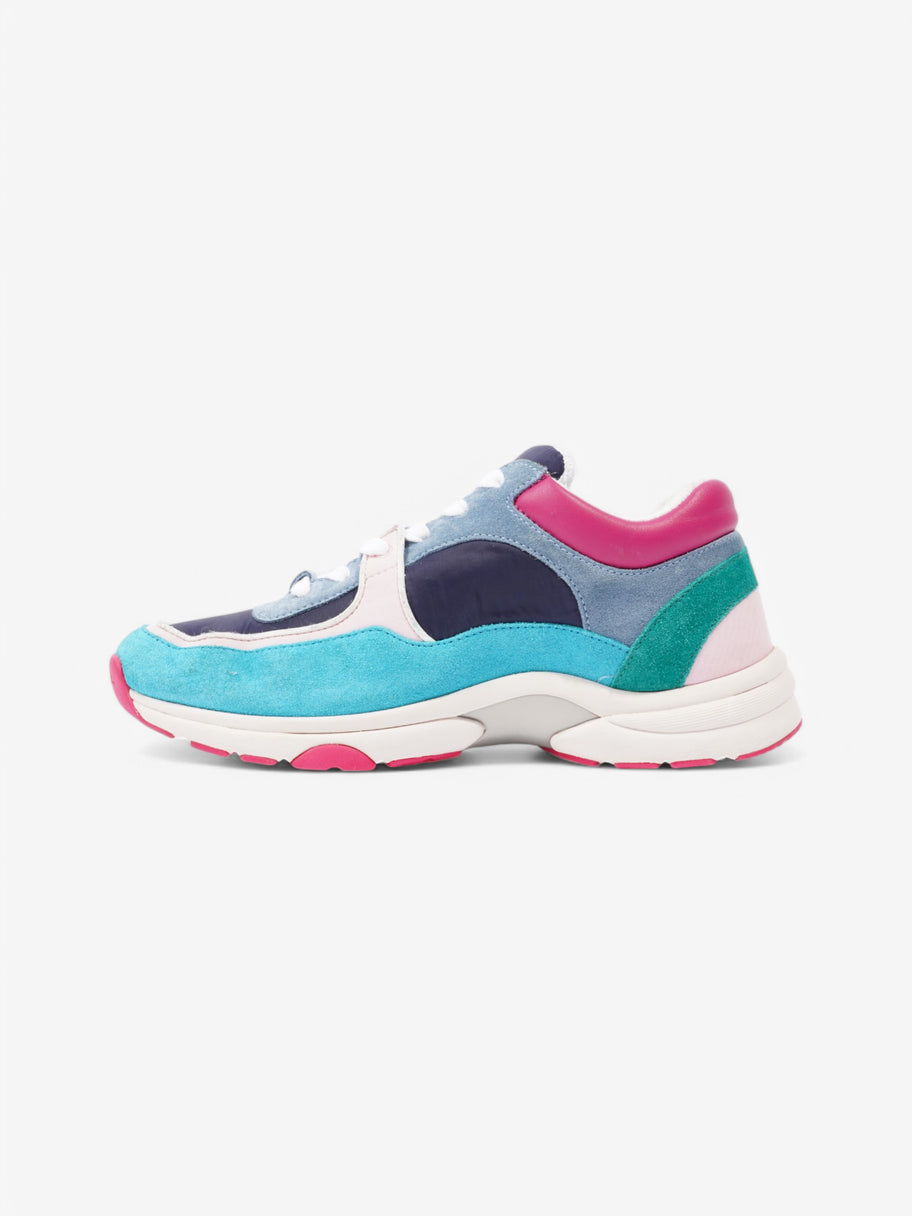 Chanel CC Logo Sneaker Turquoise  / Navy / Pink Suede EU 39 UK 6 Image 3