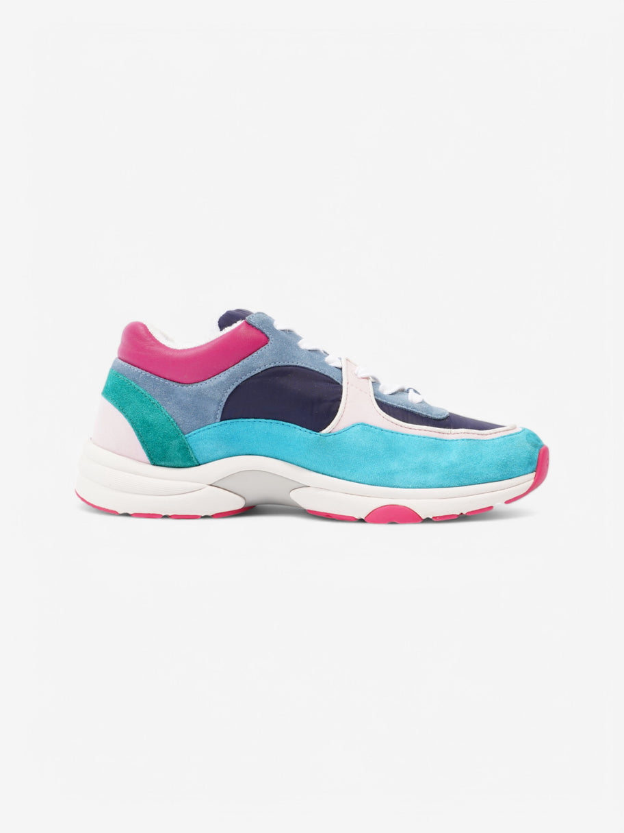 Chanel CC Logo Sneaker Turquoise  / Navy / Pink Suede EU 39 UK 6 Image 4
