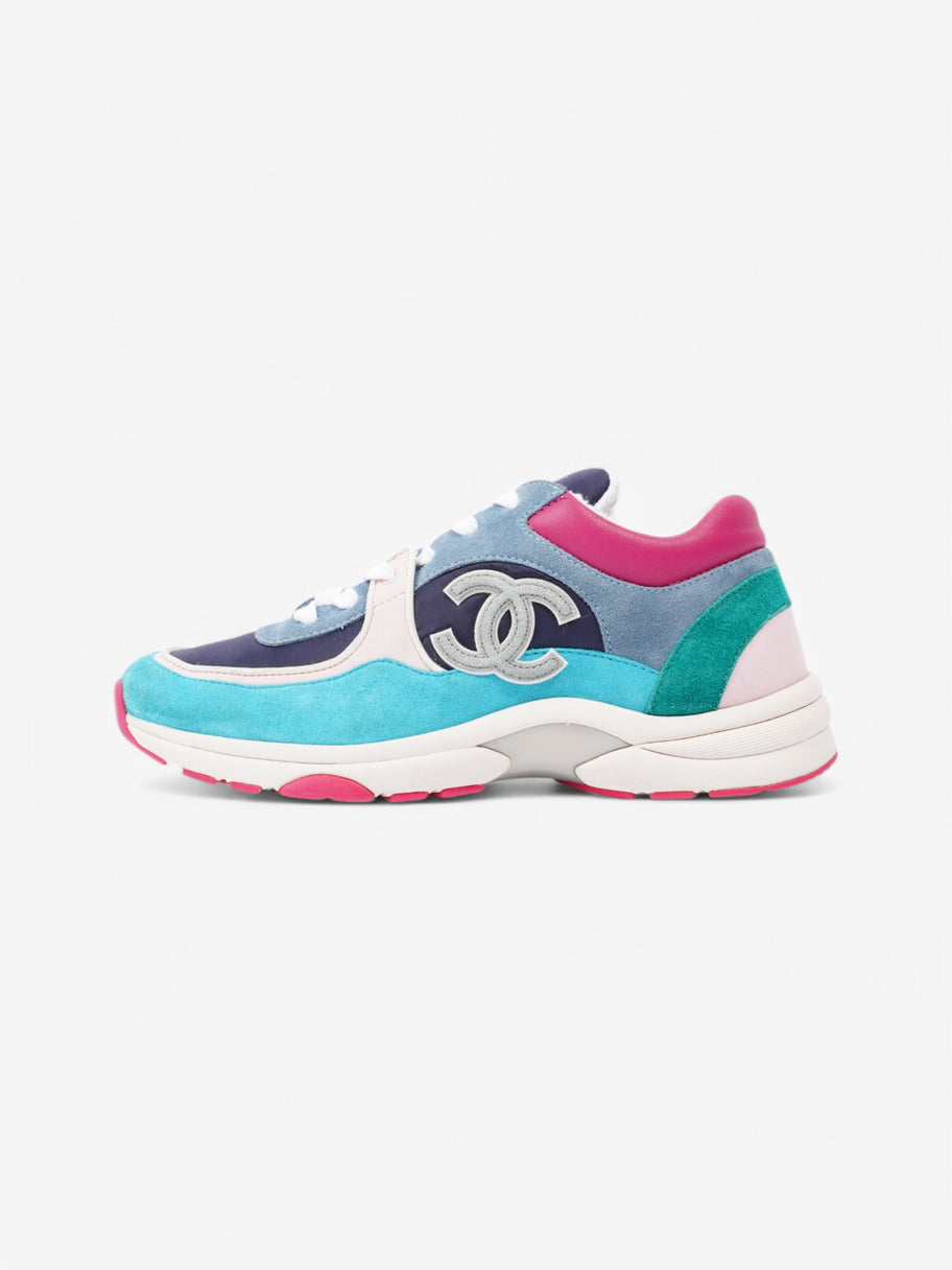 Chanel CC Logo Sneaker Turquoise  / Navy / Pink Suede EU 39 UK 6 Image 5