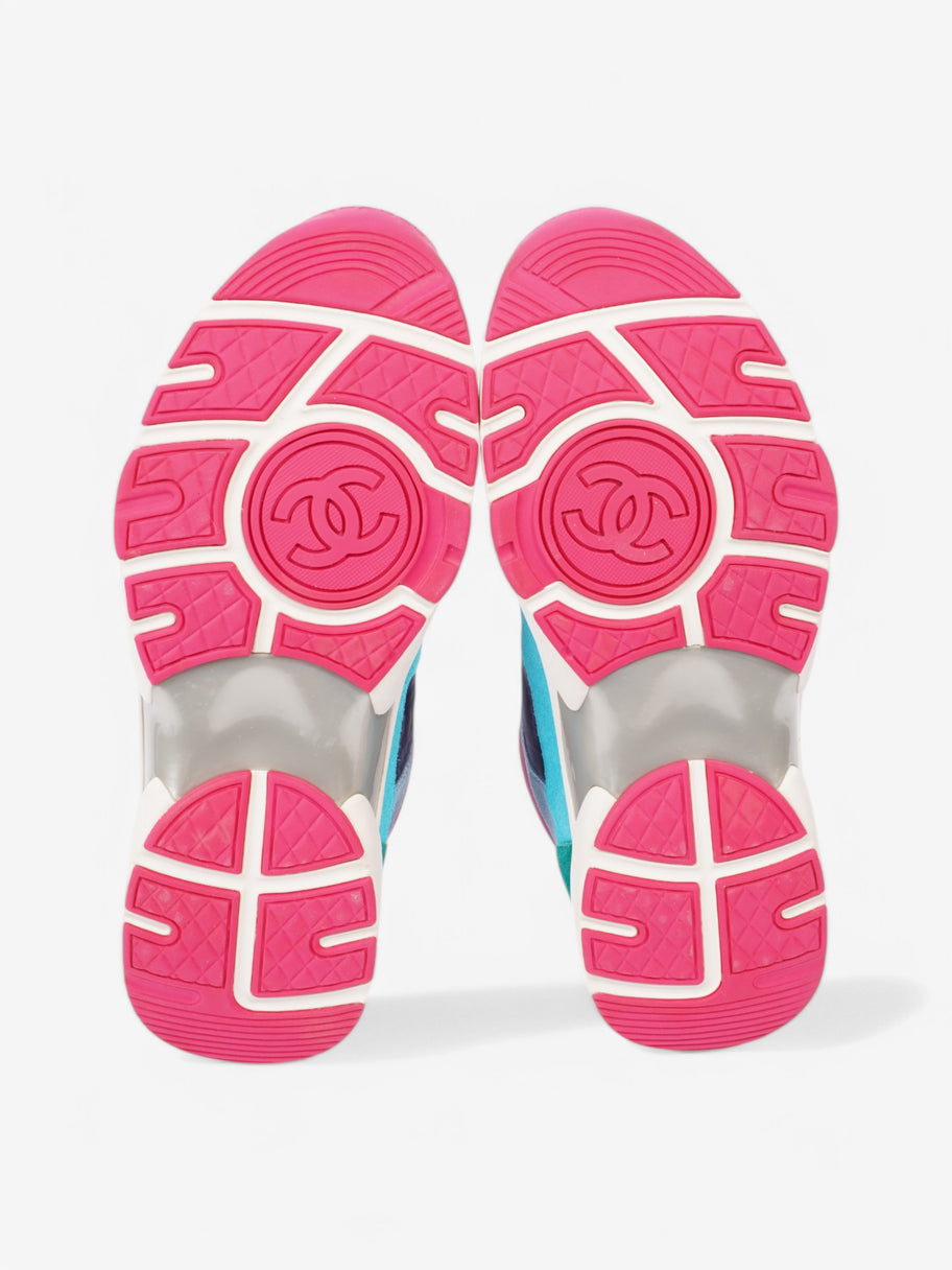 Chanel CC Logo Sneaker Turquoise  / Navy / Pink Suede EU 39 UK 6 Image 7