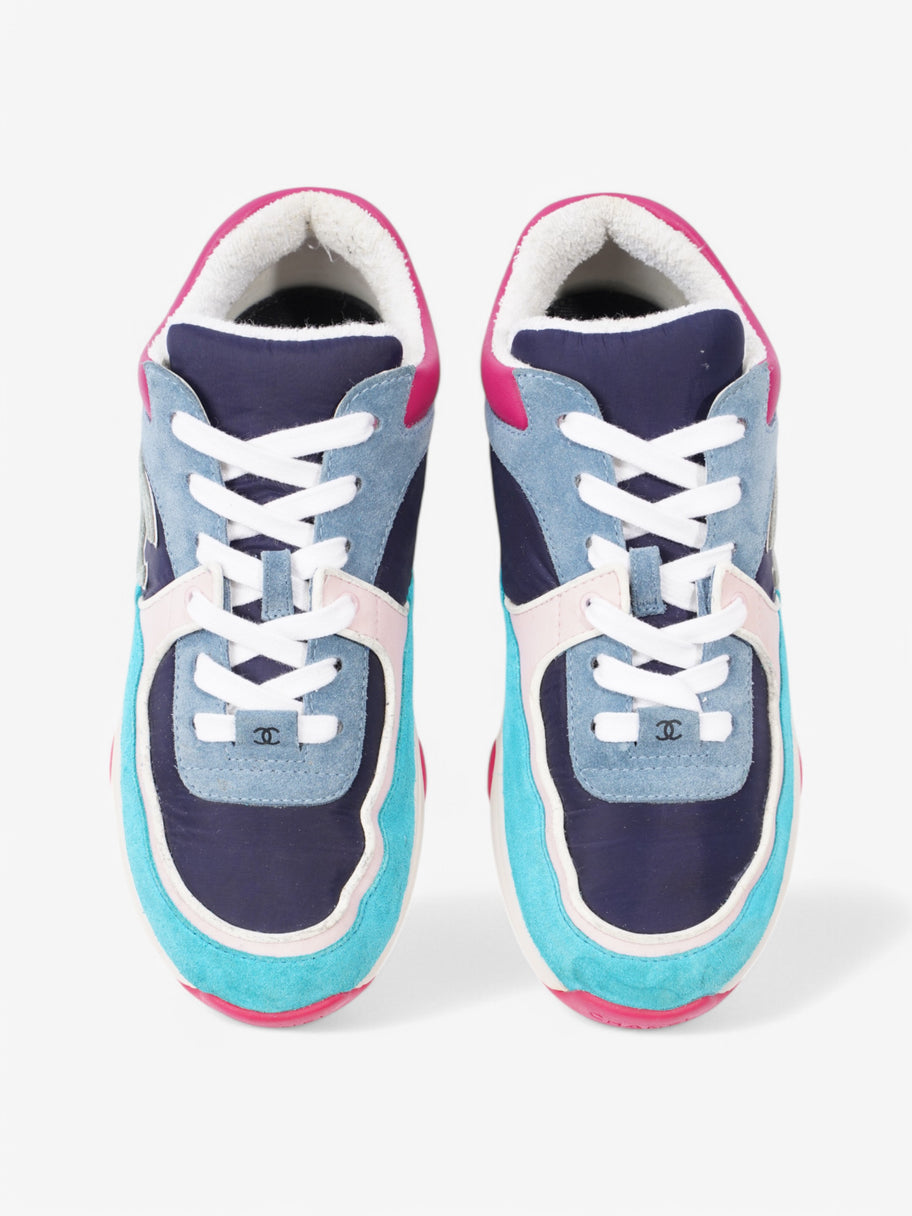 Chanel CC Logo Sneaker Turquoise  / Navy / Pink Suede EU 39 UK 6 Image 8