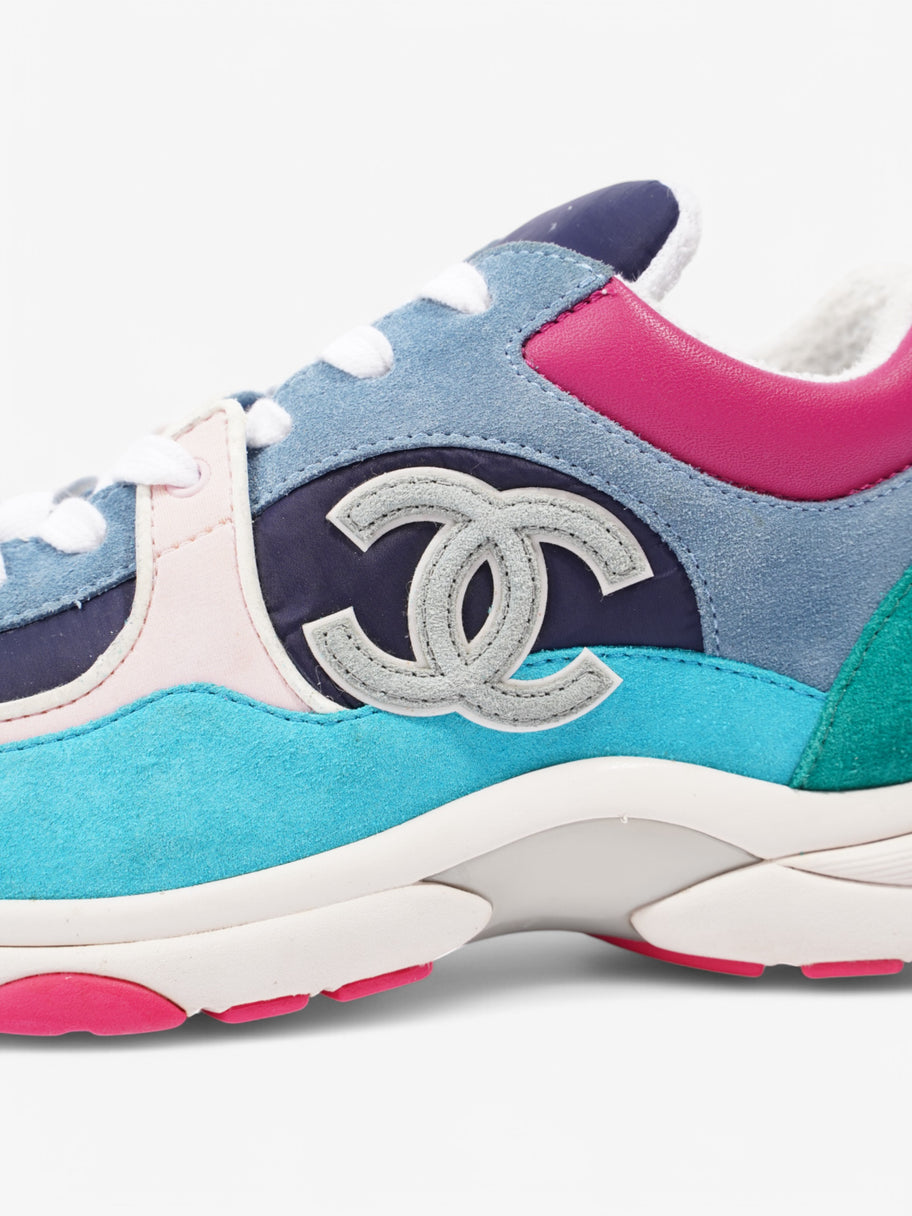 Chanel CC Logo Sneaker Turquoise  / Navy / Pink Suede EU 39 UK 6 Image 9