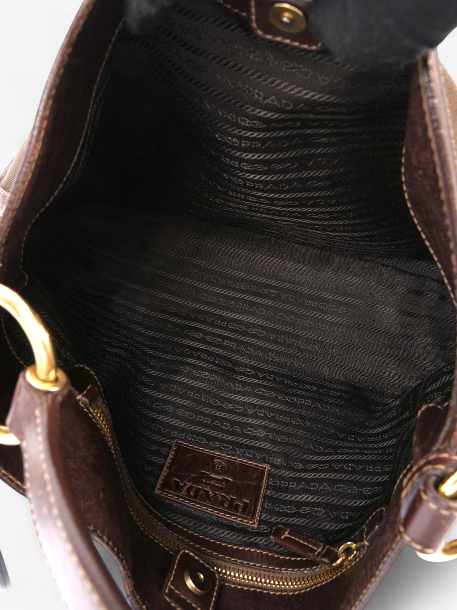 Prada Canapa Tote Brown Canvas Image 8