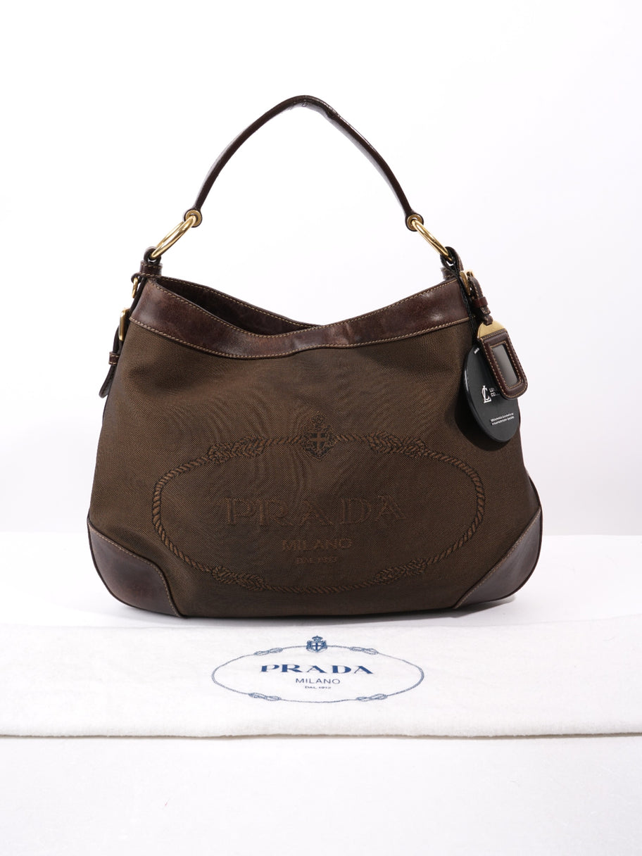 Prada Canapa Tote Brown Canvas Image 9