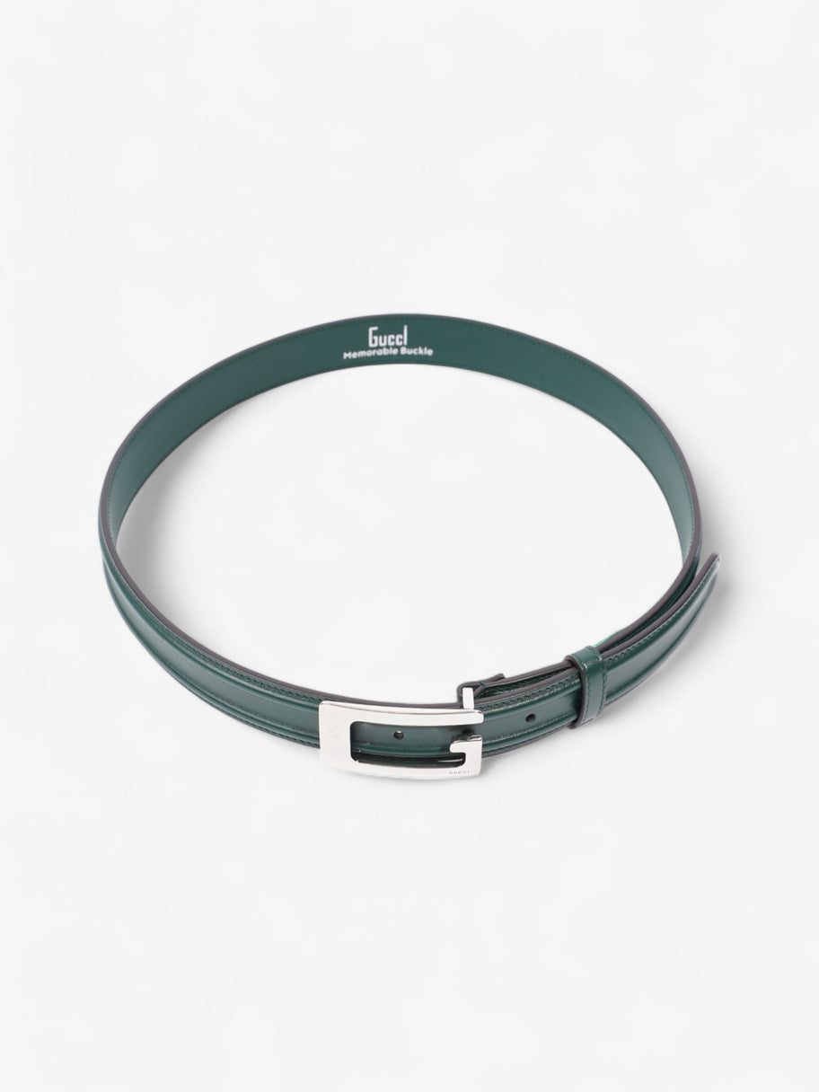Gucci Memorable Buckle Belt Green / Silver Calfskin Leather 85cm / 34