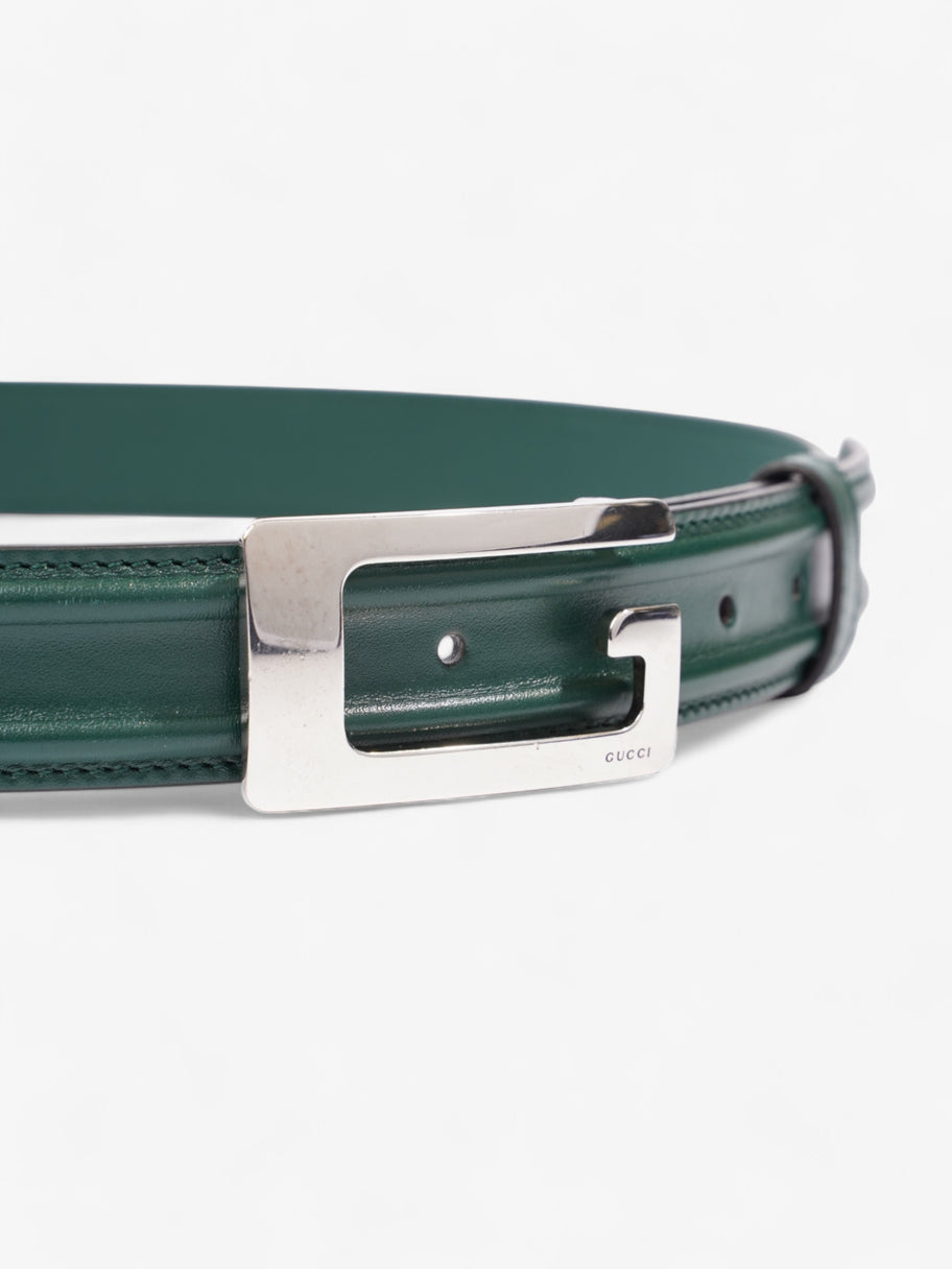 Gucci Memorable Buckle Belt Green / Silver Calfskin Leather 85cm / 34