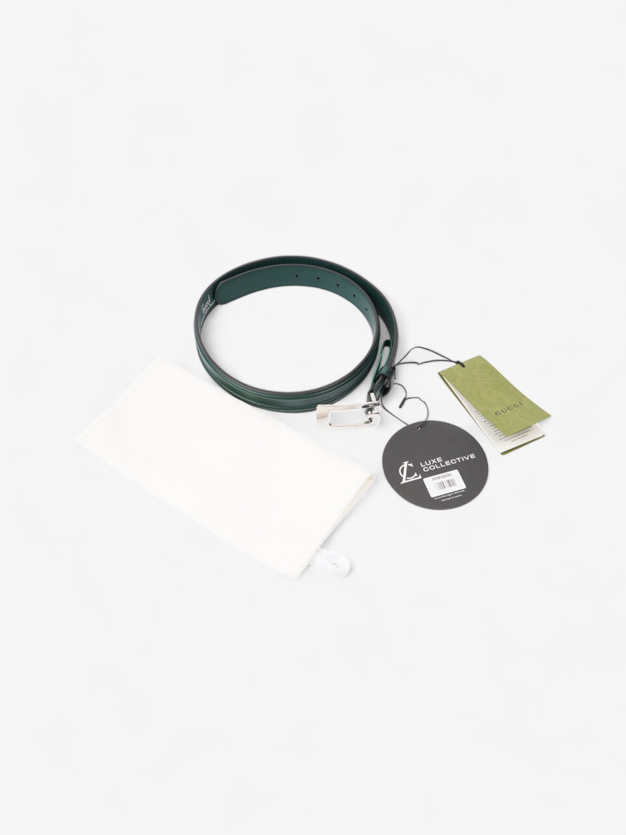 Gucci Memorable Buckle Belt Green / Silver Calfskin Leather 85cm / 34