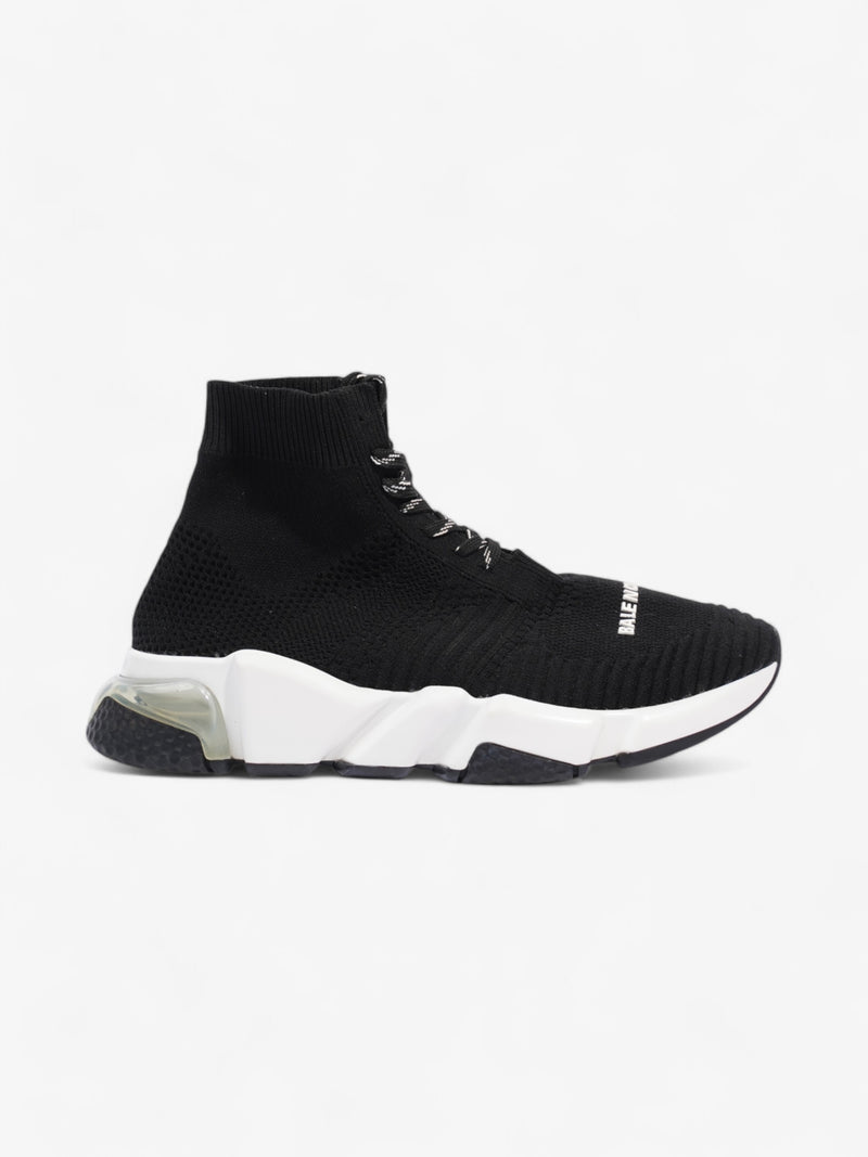 Balenciaga Speed Lace Up Clear Sole Black / White Cotton EU 38 UK 5