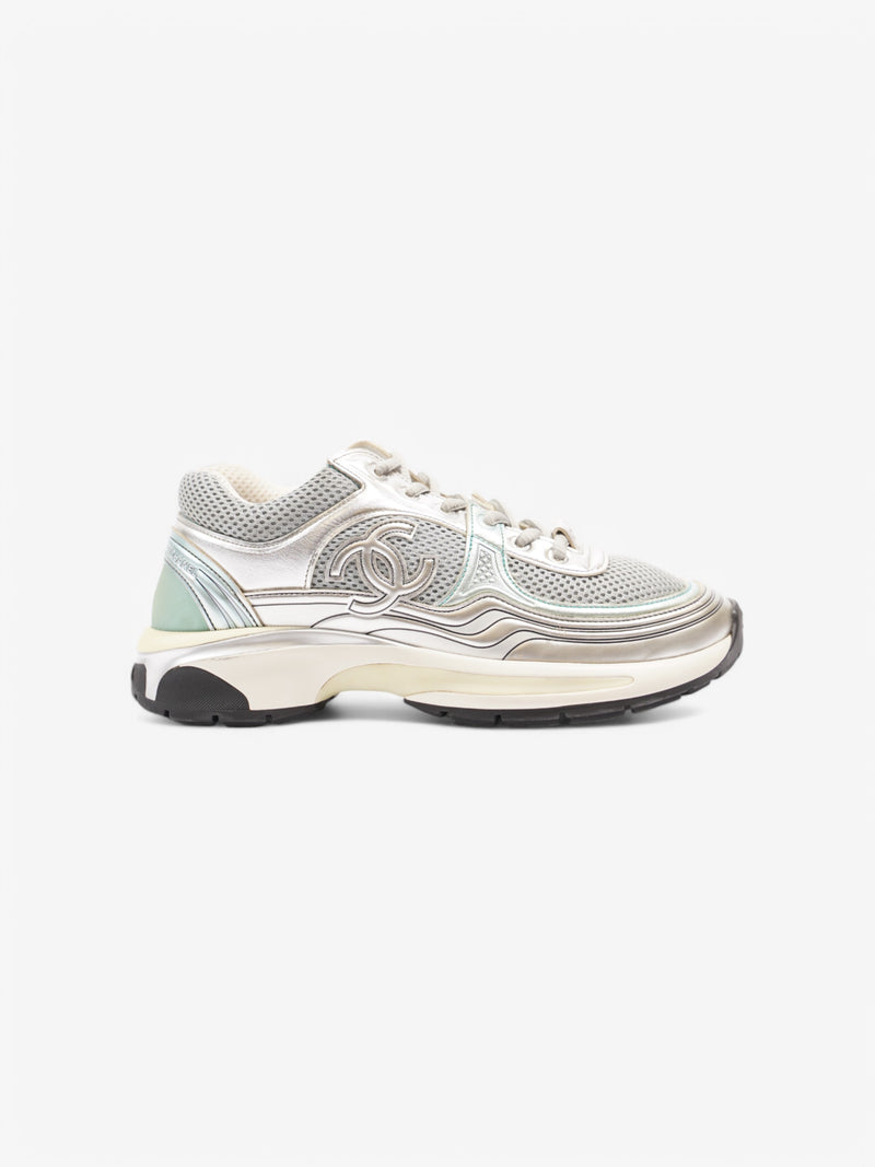  Chanel CC Logo Sneaker Silver / Green Mesh EU 38.5 UK 5.5