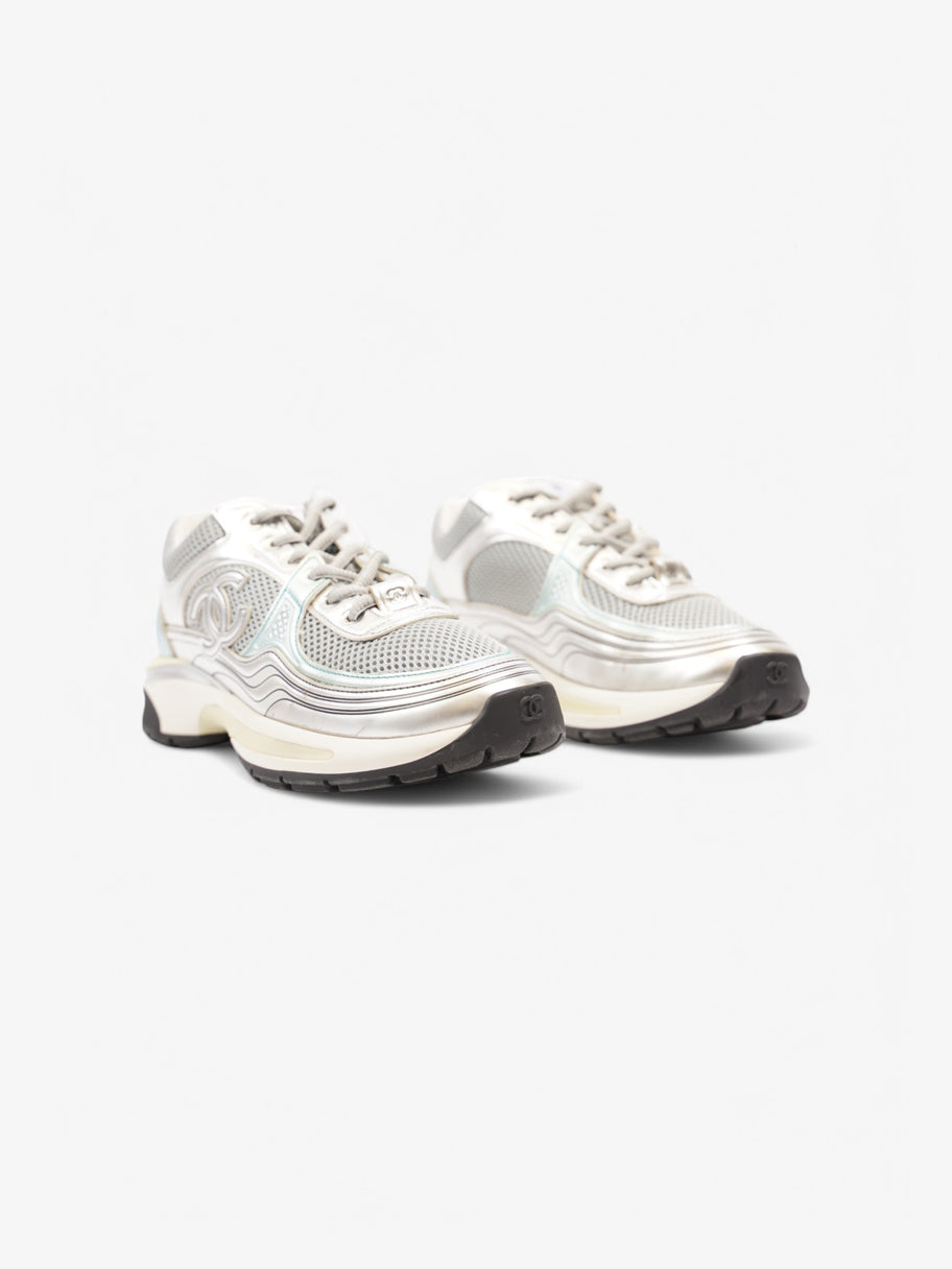 Chanel CC Logo Sneaker Silver / Green Mesh EU 38.5 UK 5.5 Image 2
