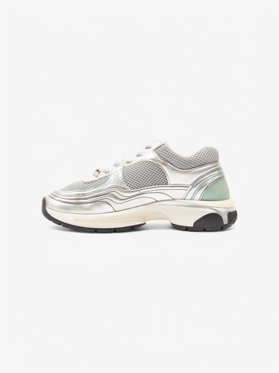 Chanel CC Logo Sneaker Silver / Green Mesh EU 38.5 UK 5.5 Image 3