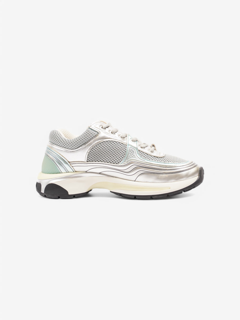 Chanel CC Logo Sneaker Silver / Green Mesh EU 38.5 UK 5.5 Image 4